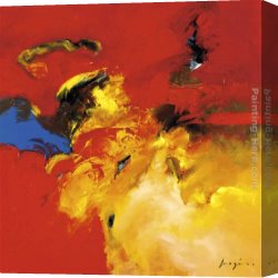 Red Circles II Canvas Paintings - Red, blue by Pascal Magis