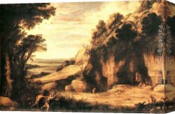The Pipes of Pan Canvas Paintings - Pan and Syrinx by Paul Bril