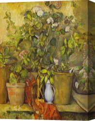 Paul Cezanne Canvas Paintings - Flower Pots by Paul Cezanne