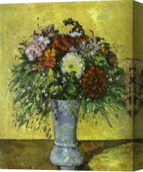 In Blue Canvas Paintings - Flowers in a Blue Vase by Paul Cezanne