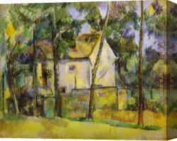 House with Scaffolding Canvas Paintings - House and Trees by Paul Cezanne