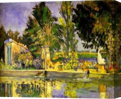 Paul Cezanne Canvas Paintings - Jas de Bouffan the Pool by Paul Cezanne