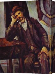 Man with Scythe Canvas Paintings - Man Smoking a Pipe by Paul Cezanne