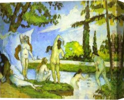 Paul Cezanne Canvas Paintings - Six Women Bathing by Paul Cezanne