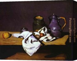 Allegory of Human Life Canvas Paintings - Still Life with Kettle by Paul Cezanne