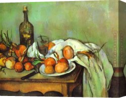 Allegory of Human Life Canvas Paintings - Still Life with Onions by Paul Cezanne