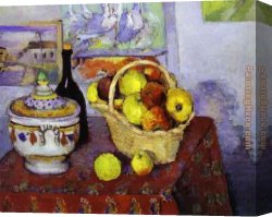 Paul Cezanne Canvas Paintings - Still Life with Soup Tureen by Paul Cezanne