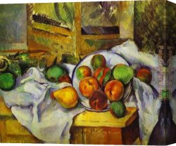Pears And Grapes on a Table Canvas Paintings - Table Corner by Paul Cezanne