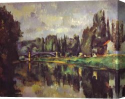 Bank Canvas Paintings - The Banks of the Marne by Paul Cezanne