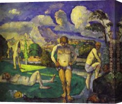 Resting Canvas Paintings - The Bathers Resting by Paul Cezanne