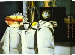Clock Canvas Paintings - The Black Clock by Paul Cezanne