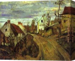 Village Canvas Paintings - Village Road Auvers by Paul Cezanne
