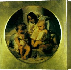Delaroche Canvas Paintings - A Child Learning to Read by Paul Delaroche