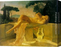Delaroche Canvas Paintings - Girl in a Basin by Paul Delaroche