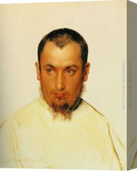 Praying Monks Canvas Paintings - Head of a Camoldine Monk by Paul Delaroche