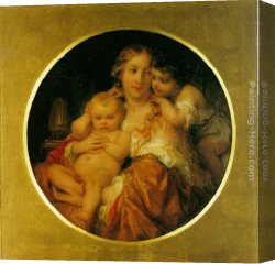 Delaroche Canvas Paintings - Mother and Child by Paul Delaroche
