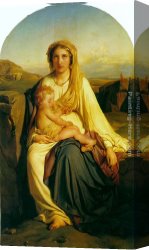 The Virgin And Child with Five Angels Canvas Paintings - Virgin and Child by Paul Delaroche