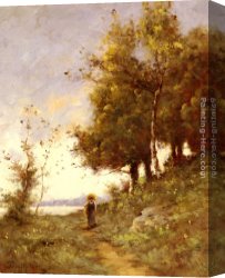 Femme Canvas Paintings - Femme Sur Un Chemin by Paul Desire Trouillebert