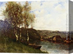 Valencian Fisherman Canvas Paintings - Fisherman at the River's Edge by Paul Desire Trouillebert