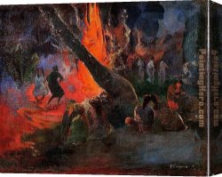 Dance at Bougival I Canvas Paintings - Fire Dance by Paul Gauguin