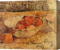 Fruit Sellers Canvas Paintings - Fruit in a Bowl by Paul Gauguin