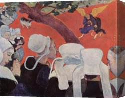 Fight Canvas Paintings - Jacobs fight with the angel by Paul Gauguin