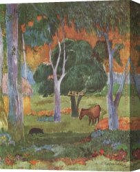Dominique Canvas Paintings - Landscape on La Dominique by Paul Gauguin