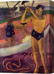 Man with Scythe Canvas Paintings - Man with an Ax by Paul Gauguin