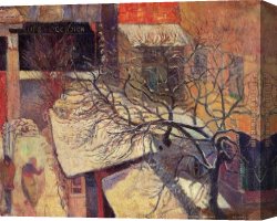 Snow Canvas Paintings - Paris in the Snow by Paul Gauguin