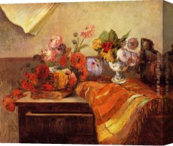 Bouquet Canvas Paintings - Pots and Bouquets by Paul Gauguin