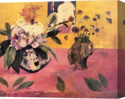 Allegory of Human Life Canvas Paintings - Still-Life with Japanese Woodcut by Paul Gauguin