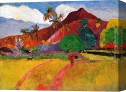 Landscape with a Lake Canvas Paintings - Tahitian Landscape by Paul Gauguin