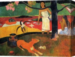 Tahitian Canvas Paintings - Tahitian Pastorals by Paul Gauguin