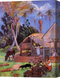 Michael Sowa Pig Canvas Paintings - The Black Pigs by Paul Gauguin