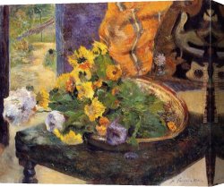 Bouquet Canvas Paintings - The Makings of a Bouquet by Paul Gauguin