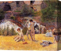 Place Canvas Paintings - The Moulin du Bois d'Amour Bathing Place by Paul Gauguin