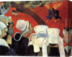 Altarpiece of The Church Fathers Vision of St Sigisbert Canvas Paintings - The Vision After the Sermon by Paul Gauguin