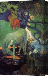 Horse Canvas Paintings - The White Horse by Paul Gauguin