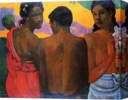 Tahitian Canvas Paintings - Three Tahitians by Paul Gauguin