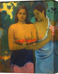 Woman with a Mirror Canvas Paintings - Two Tahitian Women by Paul Gauguin