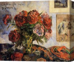 Vase Canvas Paintings - Vase of Peonies by Paul Gauguin