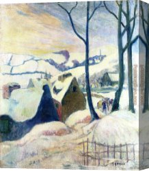 Village Canvas Paintings - Village in the Snow by Paul Gauguin
