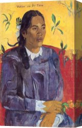 Paul Gauguin Canvas Paintings - Woman with a Flower by Paul Gauguin