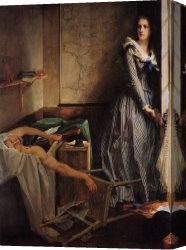 Aime Canvas Paintings - Charlotte Corday by Paul Jacques Aime Baudry