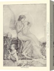 Aime Canvas Paintings - Cupid and Psyche by Paul Jacques Aime Baudry