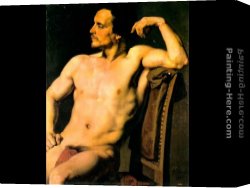 Aime Canvas Paintings - The Wrestler Meissonier by Paul Jacques Aime Baudry