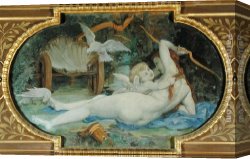 Aime Canvas Paintings - Venus Jouant avec L'Amour by Paul Jacques Aime Baudry