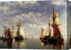 Calm Canvas Paintings - Shipping In A Calm by Paul-Jean Clays