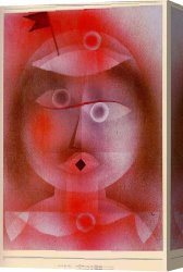Mask Canvas Paintings - The Mask with the Little Flag by Paul Klee
