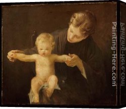 Peel Canvas Paintings - Mother and Child by Paul Peel